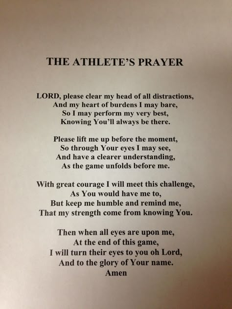 The Athletes Prayer Athletes Prayer Basketball, Volleyball Prayer God, Prayer For Sports Game, Athlete Bible Study, Prayer For Athletes Before Game, Fellowship Of Christian Athletes Ideas, Encouragement For Athletes, Bible Verses For Sports Motivational, Athlete Motivation Quotes Sports