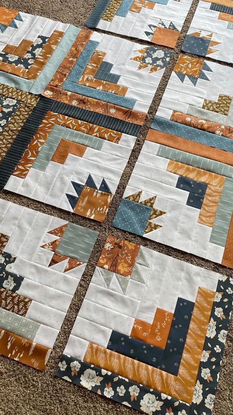 Lodge Quilt Patterns, Scrappy Bear Cabin Quilt Pattern, Using Old Quilts For Crafts, Bearpaw Quilt, Traditional Log Cabin, Log Cabin Block, Western Quilts, Bear Paw Quilt, Bear Cabin