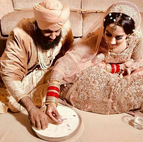 Post wedding rituals . Pink Bridal Wear, Punjabi Weddings, Punjabi Style, Night Games, Indian Couple, Punjabi Couple, Indian Wedding Dresses, Wedding Rituals, Punjabi Wedding