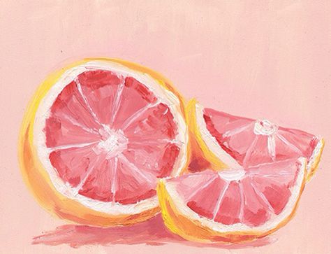 Grapefruit Painting Acrylic, Citrus Painting Acrylic, Grapefruit Painting, Oil Pastel Art, Fruit Painting, Ipad App, Fruit Art, High Art, Pastel Art