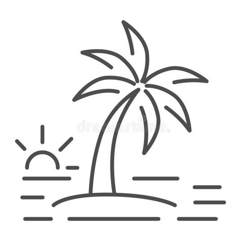 Palm Tree Chalkboard Art, Palm Tree Doodle Simple, Coconut Tree Outline, Palm Tree Illustration Simple, Simple Palm Tree Drawing, Palm Tree Outline Tattoo, Island Drawing Simple, Simple Palm Tree Tattoo, Palm Tree Doodle