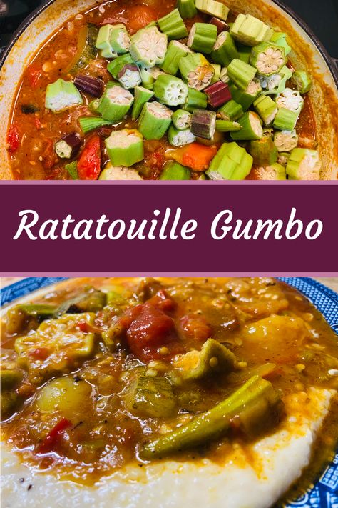 This is a vegetarian version of gumbo that uses many vegetables found in ratatouille. It's a great way to use bumper crops of many late summer vegetables! Small Eggplant, Buffet Ideas, Summer Vegetables, Summer Vegetable, Summer Favorites, Professional Chef, Okra, Gumbo, Comfort Foods