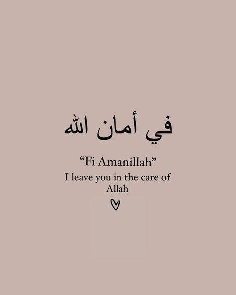 ‘Fi Amanillah’ isn’t just a farewell to people; it’s a reminder to entrust our problems and affairs to Allah’s protection and guidance. May everything find peace under His care.” Astagfirullah Quotes, Fi Amanillah Quotes, Aesthetic Arabic Quotes, Quotes On Allah, Islamic Remainder, Ignore Quotes, Arab Quotes, Quotes Allah, Ramadhan Quotes