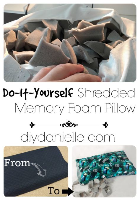 It's easy to make a shredded memory foam pillow from an upcycled solid memory foam pillow. Read the tutorial. Memory Foam Mattress Repurpose, Repurpose Memory Foam Mattress, Recyclable Items, How To Make Foam, Diy Mattress, Contour Pillow, Memory Foam Pillows, Memory Pillows, Fish House