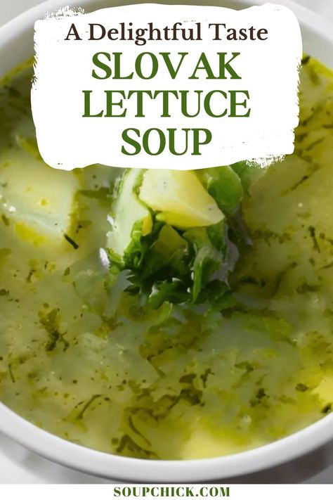 Slovak Lettuce Soup Lettuce Soup Recipes, Polish Cabbage Soup, Czech Soup Recipes, Czech Garlic Soup, Lithuanian Beet Soup, Lettuce Soup, Veggie Soups, Simple Soups, Lettuce Recipes