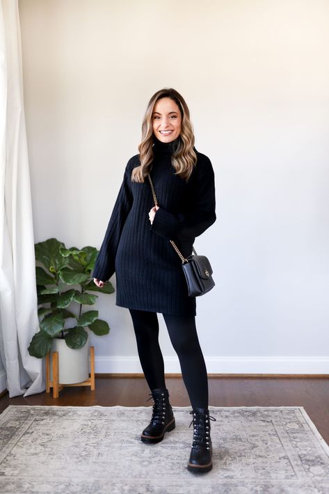 Dress And Combat Boots Outfit, Black Sweater Dress Outfit, Sweater Dress Outfit Winter, Sweater Dress Petite, Combat Boot Outfit, Winter Boots Outfits, Sweater Dress Casual, Sweater Dress Outfit, Europe Outfits