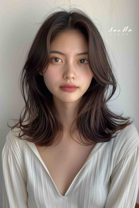 The Top 50 Hairstyles for Oval Faces of 2024 Layers With Short Hair And Bangs, Haircut Idea For Women, Lucy Hale Brown Hair, Haircut Style For Medium Hair, Medium Asian Hairstyles Round Faces, Bangs For Long Hair Oval Face, Haircuts For Sharp Features, Haircut Ideas For Small Face, Elongated Face Hairstyle