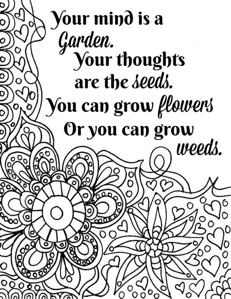 FREE Collection of Printable Flower Quote Coloring Pages Growth Mindset Coloring Pages Free Printable, Free Adult Coloring Printables Simple, Coloring Pages With Words, Free Adult Coloring Printables Flowers, Manifestation Coloring Pages, Quote Colouring Pages, Inspirational Quotes Coloring Pages Free Printable, Fridge Quotes, Motivational Quotes Coloring Pages