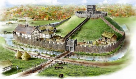 Motte and bailey castle Motte And Bailey, Castle Construction, Motte And Bailey Castle, Castle Floor Plan, Small Castles, Chateau Medieval, Late Middle Ages, Classical Antiquity, Medieval Life