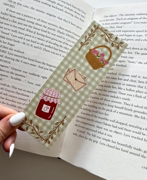 Cosy Green Gingham Bookmark, Cute Cottagecore Design for Bookworms, Ideal for Reading Sessions, Perfect Gift for Readers Cottagecore Bookmark, Gingham Cottagecore, Cottagecore Design, Reading Routine, Cottagecore Gifts, Reading Bookmarks, Cute Cottagecore, Green Gingham, How To Make Bookmarks