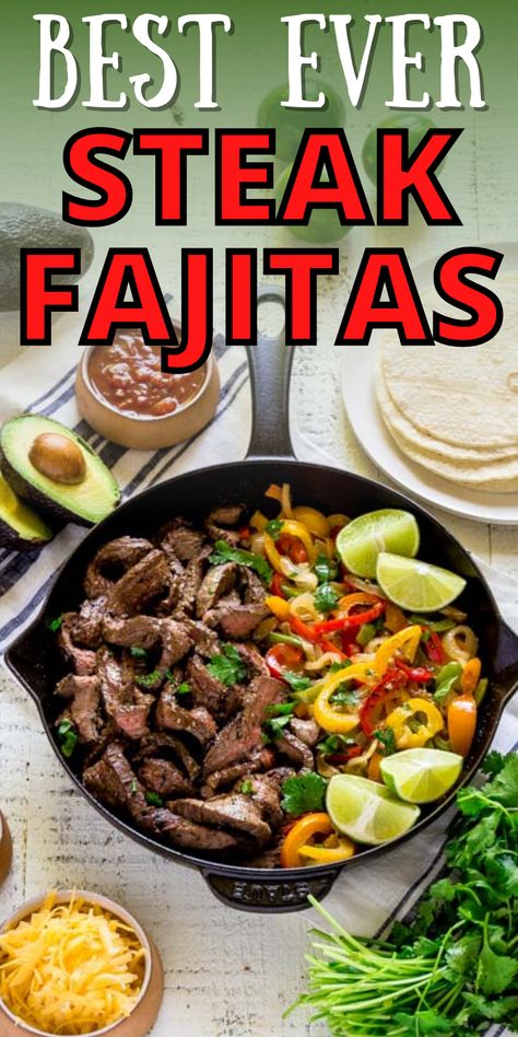 Fajitas Beef Recipe, Steak Fajita Recipe Cast Iron, Best Fajitas Ever, Best Steak Fajita Recipe, How To Cook Fajitas On The Stove, Fajita Steak Recipes Skillet, Flat Iron Steak Fajitas, Recipes For Flat Iron Steak, Steak Fajita Recipe Stove Top