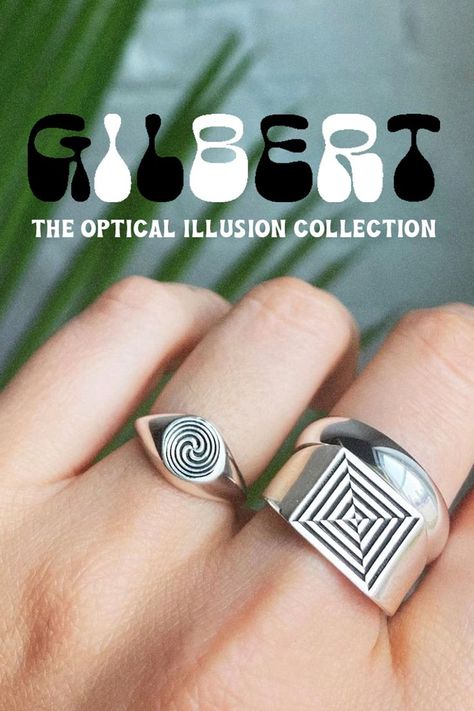 The optical Illusion collection. Handmade in the USA. Sterling SIlver or Gold Plated. Optical Illusion Jewelry, Illusion Jewelry, Optical Illusions Art, The Portal, Illusion Art, Optical Illusion, Indie Brands, Jewelry Inspo, Op Art