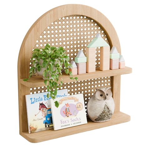 PRICES MAY VARY. 【UNIQUE HANDMADE RATTAN SHELF】Eostbe rattan wall shelf is handmade, utilizing quality pine wood and hand-woven rattan craftsmanship, perfect for those who love nature, love the outdoors, and want to bring a rustic, country feel to your baby decor. You can use it to display decor, plants, or books. 【BOHO DECORATIVE SHELF】Getting this exquisite bohemian wicker wall shelf is sure to be a great experience, the neutral color and sleek design means it will perfectly match any style of Wicker Wall Shelf, Rattan Nursery, Rattan Wall Shelf, Books Nursery, Baby Minimalist, Rattan Shelf, Nursery Shelf, Shelf For Living Room, Rattan Wall