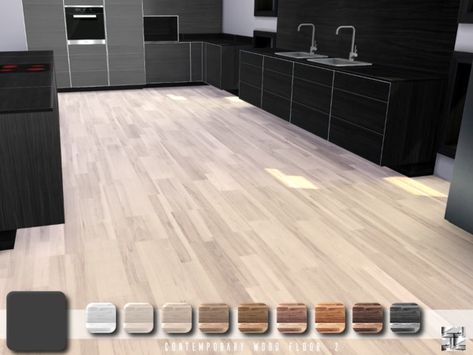 K - .Torque's Contemporary Wood Floor 2 Living Room Sims 4, Sims 4 Kitchen, Sims 4 Tsr, Die Sims 4, Mod Furniture, Play Sims 4, Sims 4 Bedroom, Sims 4 House Building, Sims 4 Game Mods