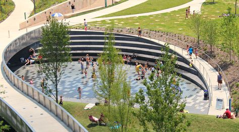 Cool off while getting fit this summer at Cumberland Park #HotNashville Biophilic Restaurant, Amphitheater Architecture, Landscape Stairs, Visit Nashville, Mls Soccer, Getting Fit, Bear Bear, Splash Pad, River Park