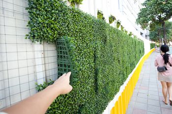 Faux Greenery Wall, Wedding Backdrop Stage, Vertikal Garden, Stage Dance, Balkon Decor, Greenery Wall, Dance Floors, Flower Wall Backdrop, Wedding Church