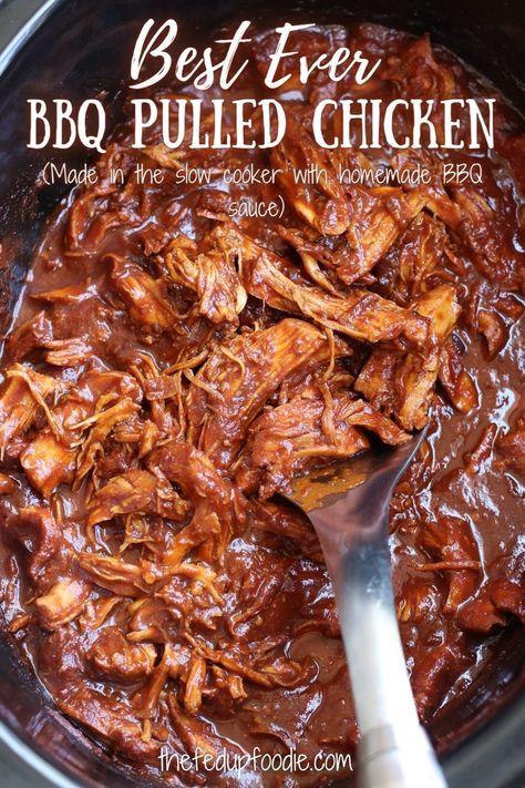 Delicious, low stress and easy to make, this recipe makes the best BBQ Pulled Chicken. #BBQPulledChickenCrockpot #BBQPulledChicken #SlowCookerBBQPulledChicken #CrockPotBBQChickenBreast #BBQChickenCrockpotEasy #PulledBBQChickenCrockPot Pulled Chicken In The Crockpot, Bbq Chicken Pulled Crockpot, Crockpot Barbecue Pulled Chicken, Easy Slow Cooker Bbq Pulled Chicken, Slow Cooker Chicken Barbecue, Slow Cook Pulled Chicken, Best Pulled Bbq Chicken Crock Pot, Easy Bbq Pulled Chicken Crockpot, Shredded Bbq Chicken Recipes Crockpot