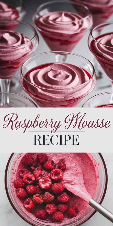 Raspberry Mousse Recipe - Emma's Cake Studio Raspberry Mousse Desserts, Elegant Small Desserts, Light Easy Dessert Recipes, Raspberry Mouse For Cake, Raspberry Mousse Tart, Raspberry Mousse Pie, Raspberry Fluff Dessert, Chocolate Raspberry Mousse Cake Recipe, Raspberry Puree Recipe Desserts