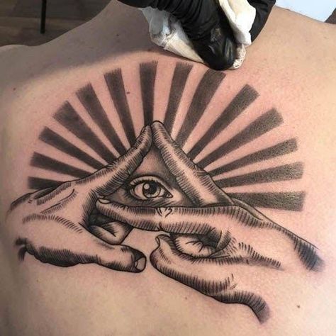 Allseeingeye Tattoo Design, Illumination Art Design Tattoo, Eyeball Tattoo Design, All Seeing Eye Tattoo Design, Triangle Eye Tattoo, Engineering Tattoo, Ojo Tattoo, Full Neck Tattoos, All Seeing Eye Tattoo