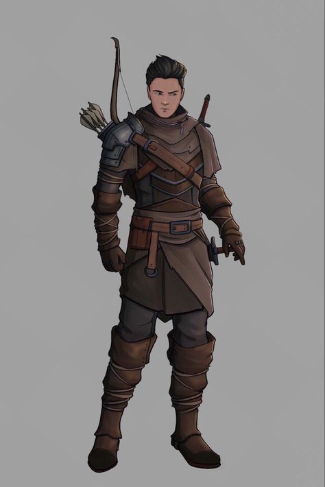 Midevil Archer, Male Ranger Character Art, Dnd Archer Male, Archers Armor, Fantasy Archer Male, Human Ranger Dnd Male, Grimoire Book Fantasy Art, Swarmkeeper Ranger Dnd, Dnd Ranger Outfit