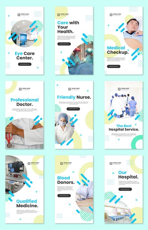 Medical Health Hospital Instagram Story Templates AI, FIG, PSD, SKETCH Hospital Instagram Post, Medical Instagram Feed, Hospital Graphic Design, Medical Poster Design Ideas, Hospital Poster Design, Medical Design Graphics, Poster Hospital, Medical Social Media Design, Hospital Banner