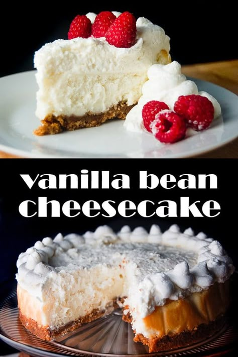 Vanilla Bean Cheesecake is a Cheesecake Factory Copycat recipe. It is so rich and creamy! #cheesecake #vanillabean #cheesecakefactory #recipe Cheesecake With White Chocolate, Decadent Cheesecake, Cheesecake Factory Copycat, Apple Crisps, Dessert Cheesecake, Vanilla Bean Cheesecake, Cheesecake Factory Recipes, White Chocolate Mousse, Easy Cheesecake Recipes