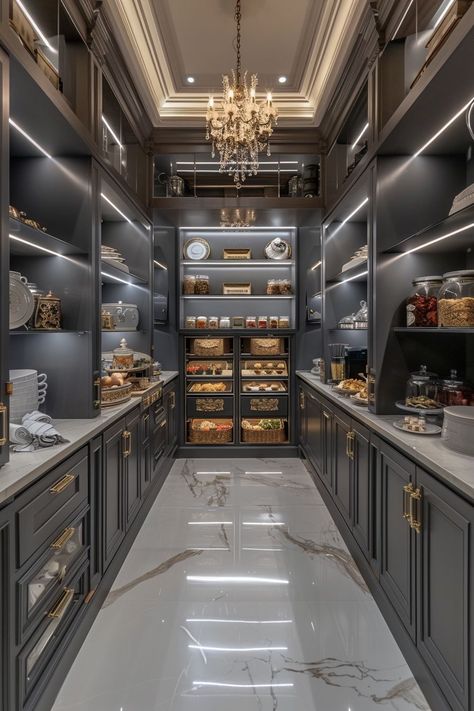 Large Pantry Design, Big Pantry, Massive Walk In Pantry, Big Kitchens, Luxury Pantry Walk In, Rich Kitchen Luxury, Huge Kitchen Luxury, Dream Pantry Walk In Luxury, Luxury Pantry