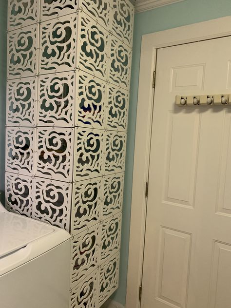 I used hanging 12x12 room divider panels to hide the water heater. I ordered 2 packs of 12 on Amazon but I have seen them on Wish too. Ways To Hide Furnace And Water Heater, Cover For Water Heater, Boiler Cover Ideas Bathroom, How To Hide A Water Cooler, How To Hide Hot Water Heater And Furnace, Curtain To Hide Water Heater, Diy Water Heater Cover Laundry Rooms, Hide Water Heater In Bathroom, Water Heater Cover Ideas Laundry Rooms