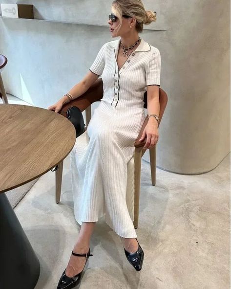 Knit Dress Street Style, Work Date Outfit, Dress Street Style, Outfits To Wear To Work, Button Maxi Dress, Stylish Maxi Dress, Elegant Party Dress, Date Outfit Ideas, Vacation Outfit Ideas