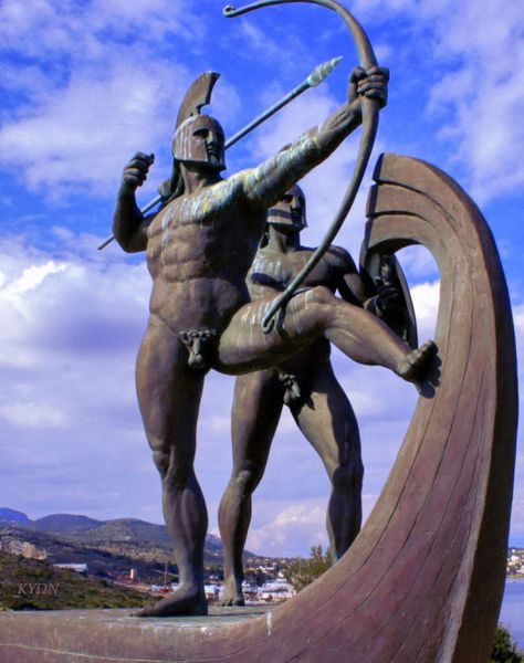 Battle Of Salamis, Greek Warriors, Greek Warrior, Rome Antique, Bow And Arrow, Roman Art, Greek Art, Figurative Sculpture, Gay Art