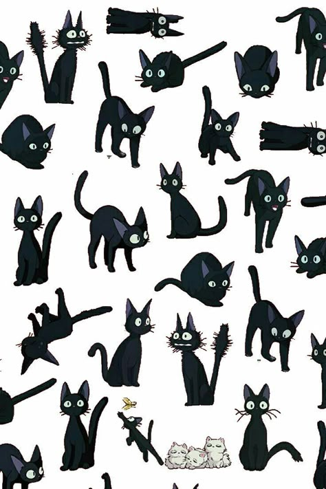 Simple Black Cat Drawing, Cat With Knife Tattoo, Black Cat Doodles, Black Cat Drawing Simple, Cute Black Cat Drawing, Black Cat Drawing, Black Cat Illustration, Black Cat Sticker, Cat Doodle