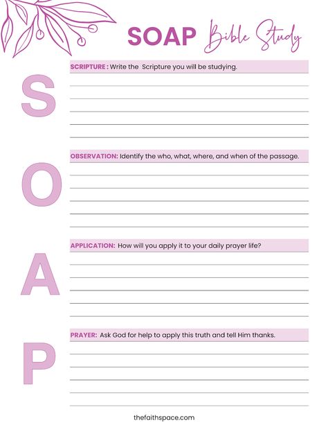 The Soap Bible Study Method, Bible Study Notes Journal Soap, Soap For Bible Study, Bible Study Outline Free Printable, Soap Bible Study Method Printable, Bible Study Plans For Beginners Soap, Bible Soap Template, Bible Study Soap Template, Soap Bible Study Template