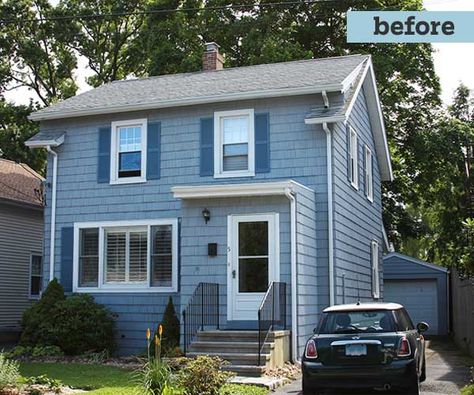 Photoshop Redo: Cottage Style for a Boxy Cape - This Old House Old House Exterior Makeover, House Exterior Makeover, Old House Exterior, Home Exterior Makeover, Cedar Shingles, This Old House, Exterior Makeover, Iron Railing, Starter Home