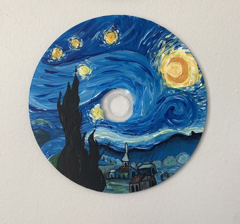 Cd Art Ideas, Cd Drawing, Painting On Cd, Cd Painting Aesthetic, Cd Painting Ideas, Dvd Art, Art Cd, Vinyl Record Art Ideas, Vinyl Paintings