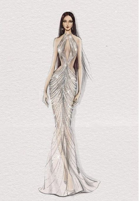 Evening Gown Sketch, Dresses Fashion Illustration, Fashion Design Inspiration, Fashion Illustration Tutorial, Fashion Design Books, Fashion Figure Drawing, Fashion Illustrations Techniques, Fashion Illustration Sketches Dresses, Fashion Design Collection