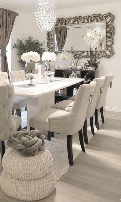 Modern Glam Dining Room, Dinning Room Furniture, Dining Room Glam, Dining Room Furniture Collections, Dining Room Cozy, Dinning Room Design, Dining Room Table Decor, Elegant Dining Room, Luxury Dining Room