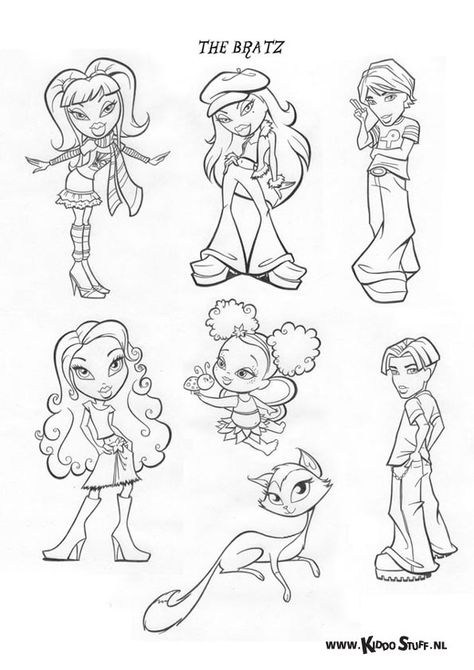 Bratz Doodle, Bratz Stencil, Bratz Doll Drawing Easy, Bratz Outline, Bratz Doll Sketch Pencil, Bratz Coloring, Bratz Coloring Pages, Bratz Colouring Page, Bratz Doll Drawing