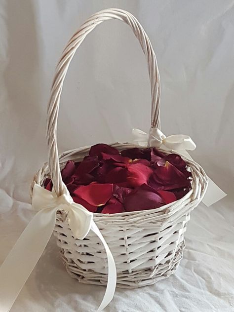 Flower Petal Basket, Flower Girl Basket Ideas, Fall Wedding Flower Girl, Flower Basket Wedding, Wedding Rose Petals, Wedding Flower Basket, Rose Petal Confetti, Flower Petals Wedding, Nightmare Before Christmas Wedding