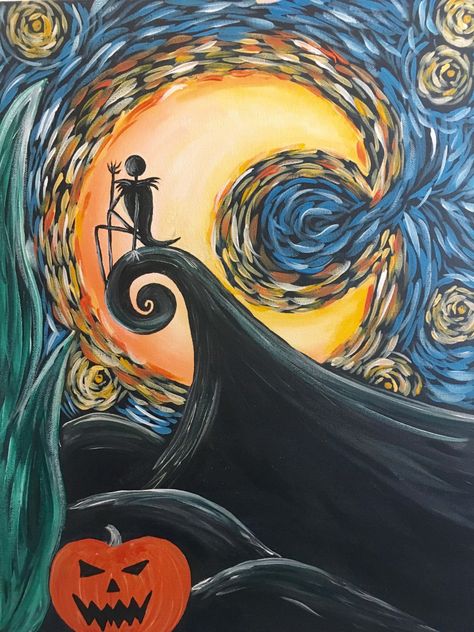 Fri Oct 07, 2016 7:30-10:45PM - Starry Nightmare Scary Halloween Pictures, Pinots Palette, Drawing Hands, Paint Nite, Halloween Painting, Paint And Sip, Halloween Pictures, Cool Paintings, Painted Pumpkins