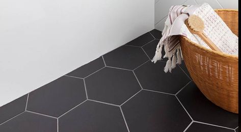 Hexagon Tile Bathroom Black Hexagon Tile Floor, Small Bathroom Black Hexagon Tile Floor, Dark Grey Hexagon Tile Bathroom Floor, Black Hexagon Tile Bathroom Floor Dark Grout, Black Hexagon Tile Bathroom Floor, Charcoal Grey Hexagon Tile Bathroom, Black Hexagon Tile Bathroom, Grey Hexagon Tile, Hex Tiles Bathroom