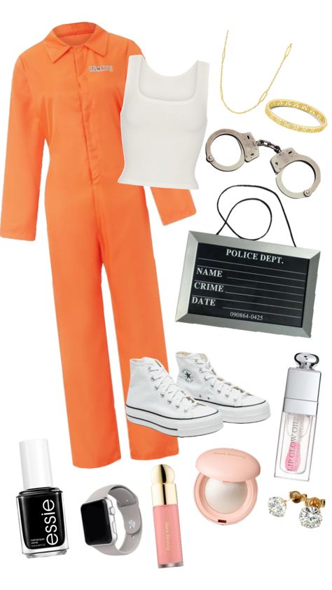 #prisoner #prisonercostume #costume #costumeidea #costumeinspo #halloween #halloweencollage #halloweencostume #fyp #fypshuffle #fyppppp #mugshot #prison #cute #warmth Halloween Prisoner Costume, Halloween Car Decorations, Fun Halloween Outfits, Prison Outfit, Ideas Disfraz, Prisoner Costume, Iconic Duos, New Halloween Costumes, Clever Halloween