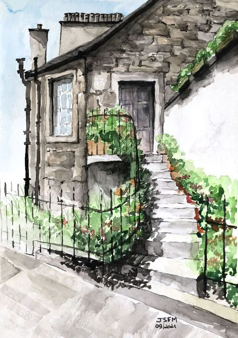 Edinburgh Stockbridge, Watercolor Rocks, Scottish House, Here There And Everywhere, Urban Sketch, France Drawing, Watercolor Paints, Watercolor Images, France Paris