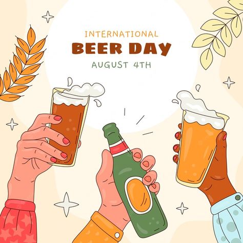 Premium Vector | Hand drawn illustration for international beer day celebration Beer Event, Ads Illustration, International Beer Day, Party Illustration, Beer Day, Beer Party, Hand Drawn Illustration, Beer Garden, Drawn Illustration