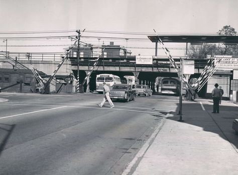 Austin Boulevard - Oct. 18, 1962. The photo was taken just days before the "L" station was up and running for the public. Oak Park Chicago, Oak Park Illinois, Chicago Transit Authority, Park River, Chicago Map, River Forest, Chicago Travel, Chicago Architecture, Oak Park