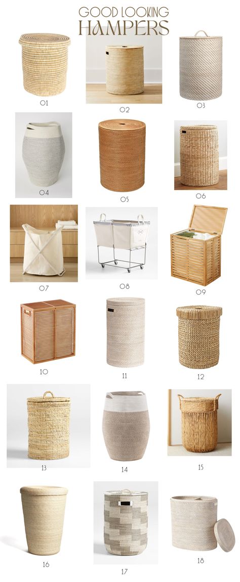 pretty everything : good looking clothes hampers – almost makes perfect Basket Laundry Hamper, Boho Hamper Laundry Baskets, Discreet Laundry Hamper, Two Sided Laundry Hamper, Baskets In Closet For Clothes, Laundry Bin With Lid, Stylish Laundry Hamper, Modern Laundry Hamper, Laundry Baskets In Bathroom