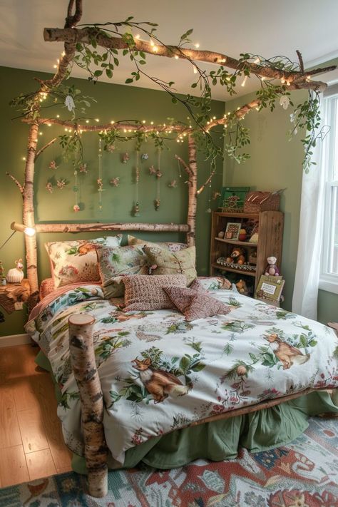 29 Boho Bedroom For Toddler Girl Ideas for a Whimsical Makeover  - My Elegant Home Forest Bedroom Ideas, Woodland Theme Bedroom, Fairy Garden Bedroom, Forest Themed Bedroom, Woodland Bedroom, Forest Bedroom, Woodland Retreat, Fairy Bedroom, Fairy Room