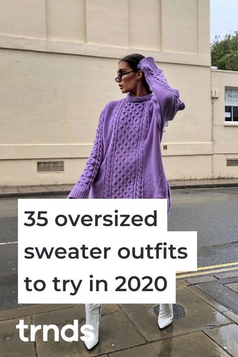 35 Oversized Sweater Outfits to try in 2020. Whether you like to wear your boyfriend’s clothes or just love the bulky cut, we can all agree that oversized sweatshirts are becoming a must. In winter, there is no better combo than a hot chocolate and a comfy pullover. There is nothing like wearing a chunky cardigan on a cold winter day! To help you make the most out of this trend here’s how to style oversized sweaters in 2020.#sweater #oversizedsweater #womenfashion #winterwear #sweaters #pullover Big Sweater Outfit, Oversized Sweater Outfits, Chunky Sweater Outfit, Sweater Outfit Ideas, Sweaters Pullover, Puffer Jacket Outfit, Bulky Sweaters, Oversized Sweater Outfit, Outfits To Try