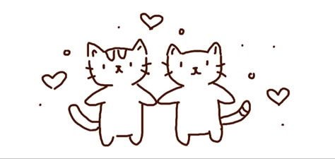 doodle of two cats holding hands with hearts and stars around them Loving Cats Drawing, 4 Cats Drawing, Cute Drawing Couple Aesthetic, Cute Sketches Couples, Two Cats In Love Aesthetic, Simple Cute Love Drawings, Couple Art Gift Ideas, Cute Doodles Of Couples, 4 Cats Together Drawing