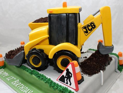 JCB Birthday Cake!! :-) Jcb Cake, Excavator Cake, Tractor Birthday Cakes, Truck Birthday Cake, Police Cakes, Digger Cake, Construction Birthday Cake, Second Birthday Cakes, Truck Birthday Cakes