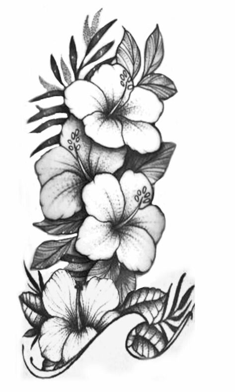 Flowers With Shading Tattoo, Tropical Shoulder Tattoo, Flower Bicep Tattoo Women, Hibiscus And Rose Tattoo, Hawaiian Flower Tattoos For Women, Thigh Tattoos Floral, Hawian Flower Tattoos Women, Hibiscus Sleeve Tattoo, Hawaiian Flower Tattoos Sleeve